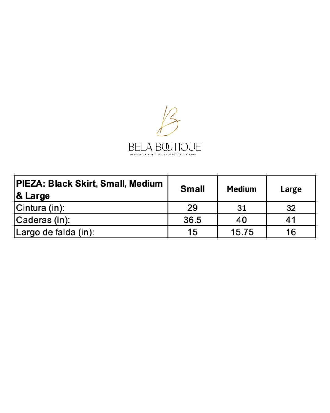 Black Skirt, Small, Medium & Large