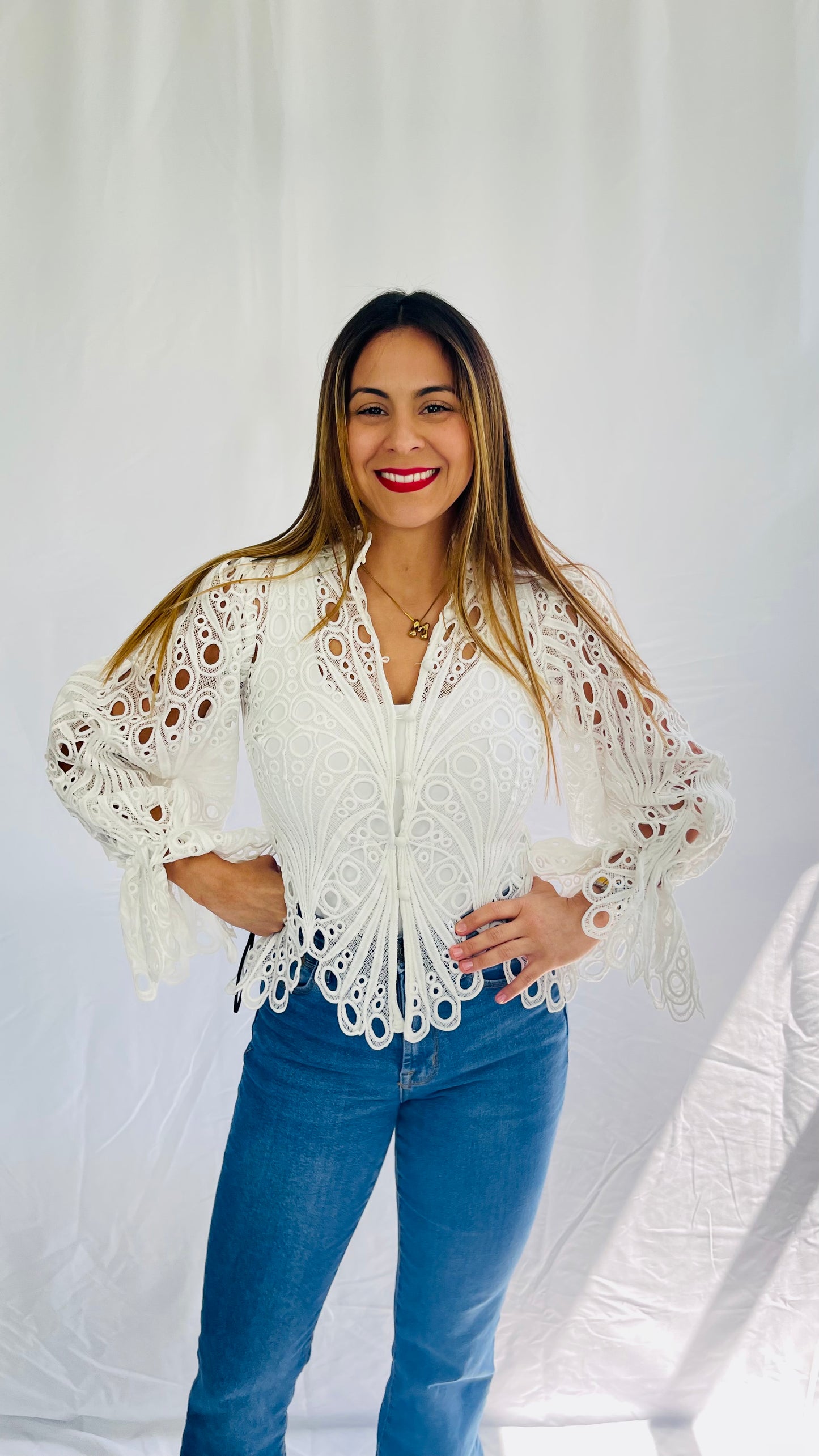 White Laced Top, Small