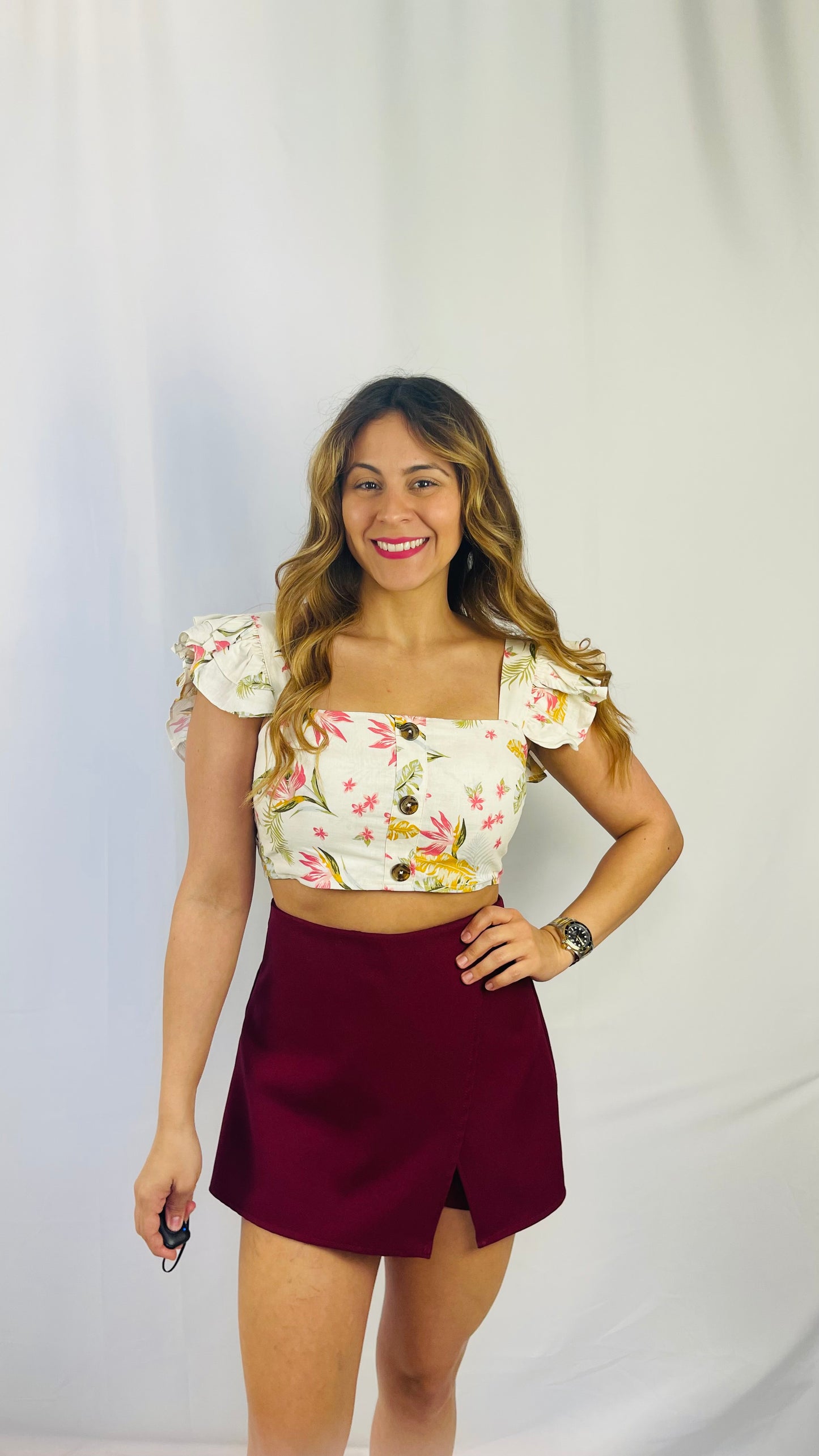 Women Leaf Crop Top, Multi, Small to Large