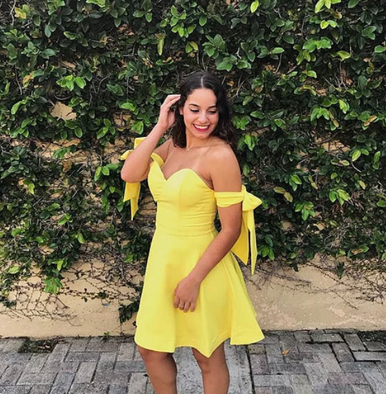Women Strapless Dress, Yellow, Small