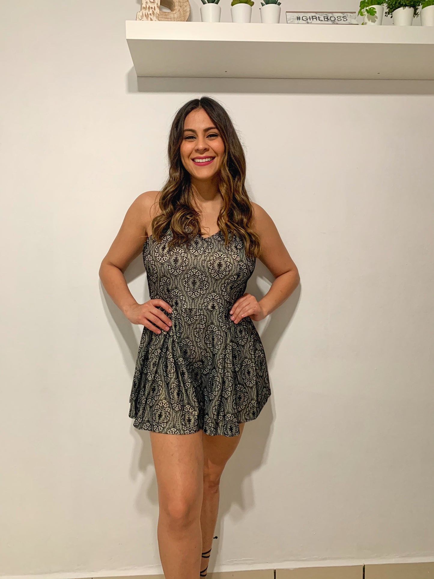 Women Strappy Back Romper, Black, Medium to Large
