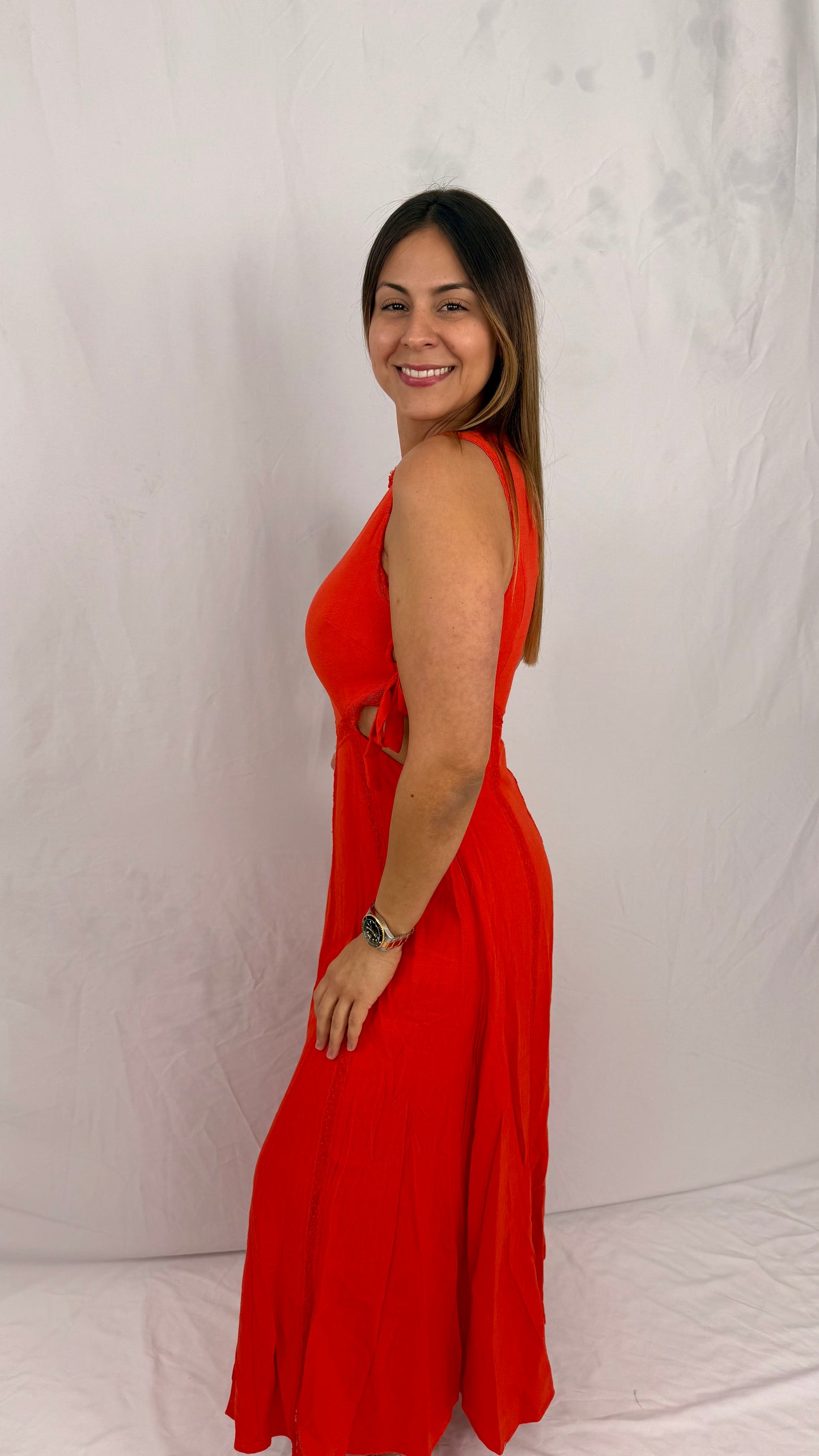 Renacer: Red Orange, Cotton Dress