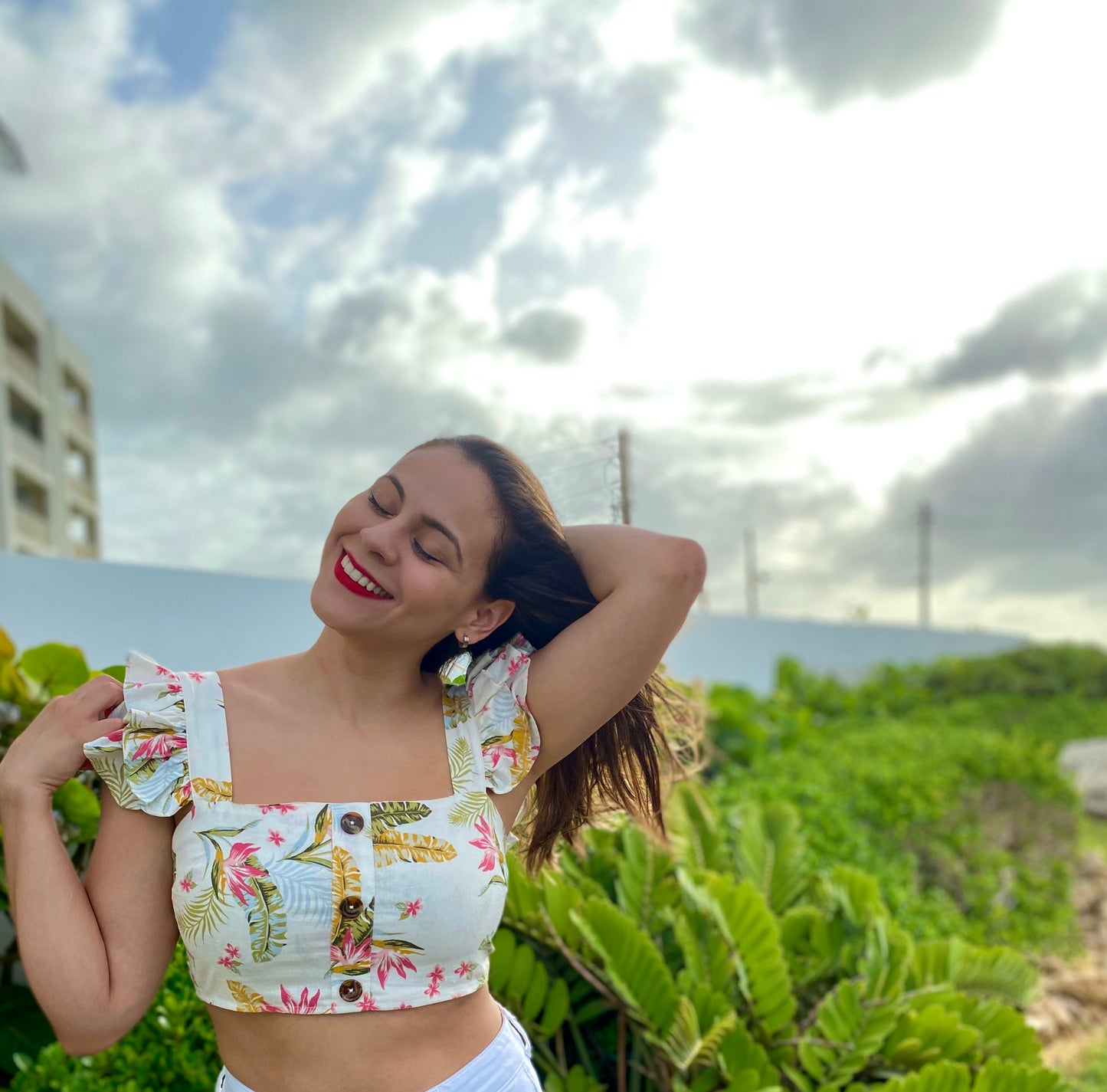Women Leaf Crop Top, Multi, Small to Large