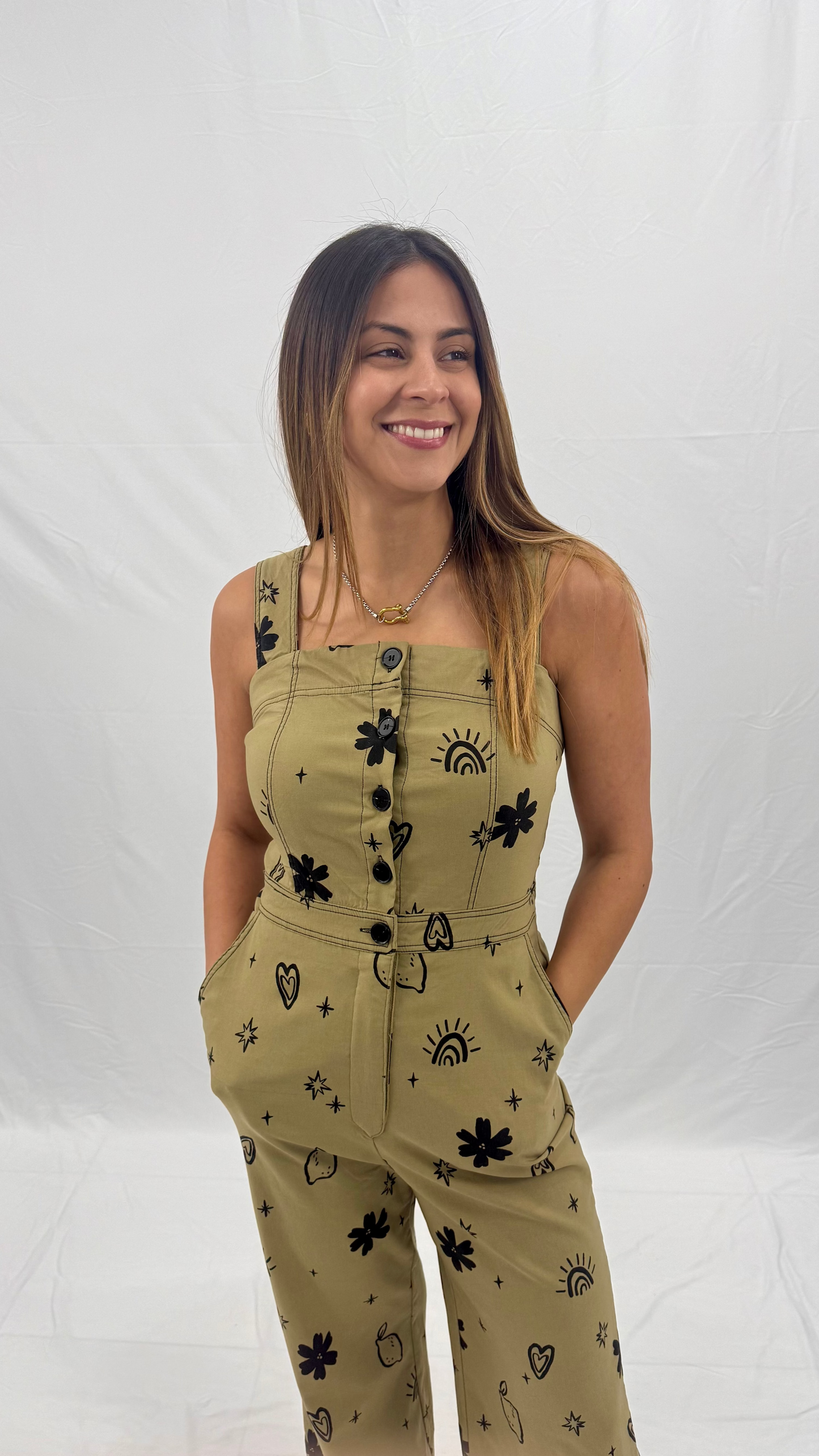 Sand Beige Cotton Jumpsuit Small, Medium and Large