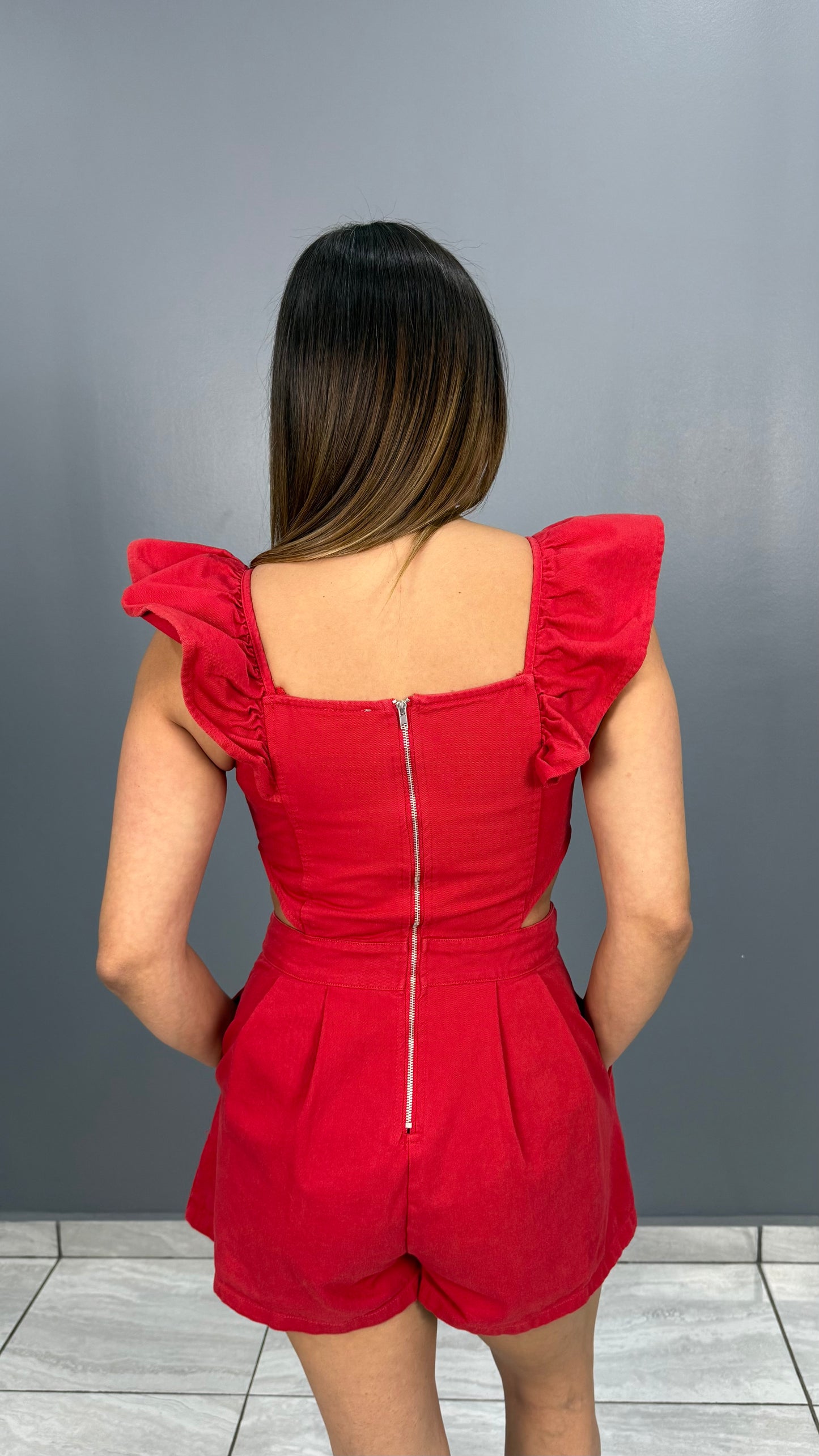 Red Romper, Cotton, Small, Medium, Large & Xlarge