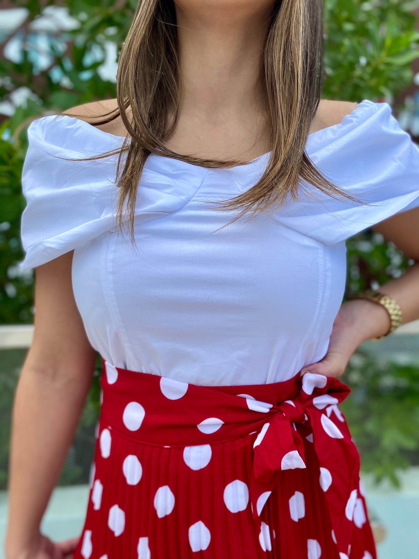 Women Off Shoulder Top, White, Small and Large
