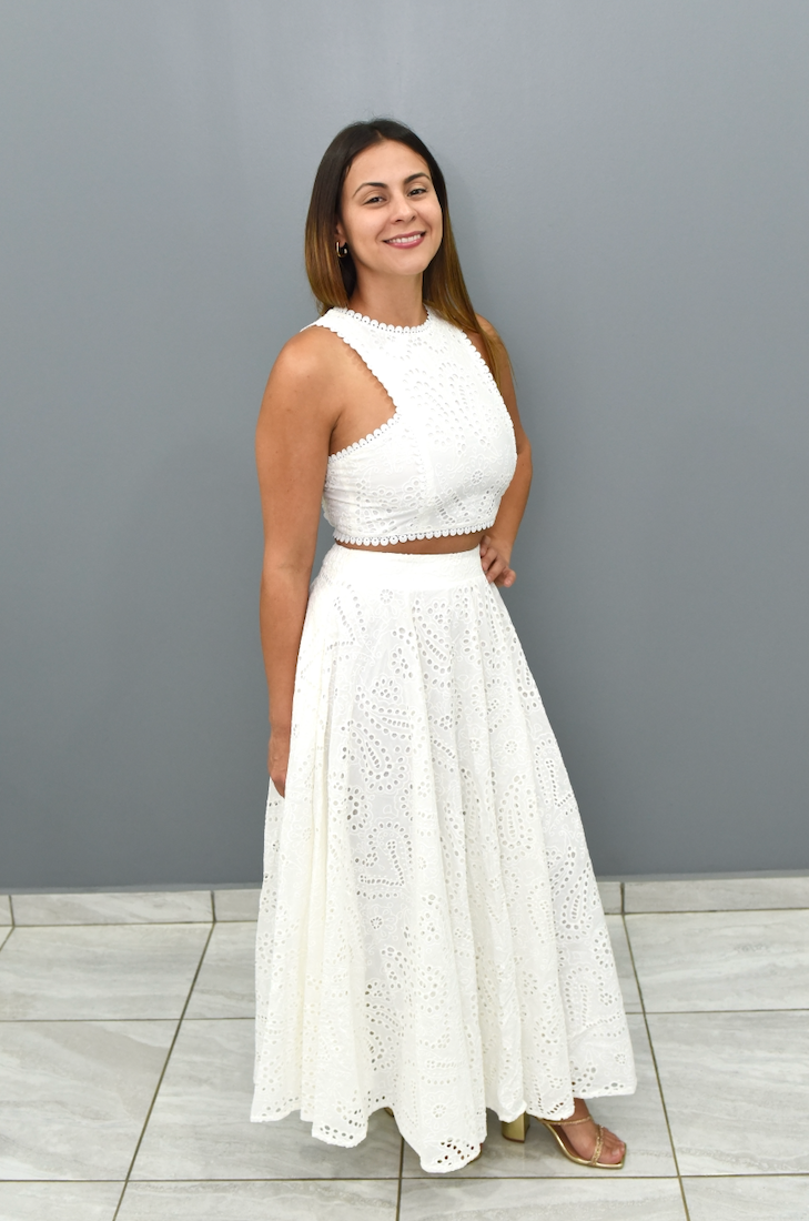White Eyelet Set, Cotton, Small, Medium & Large