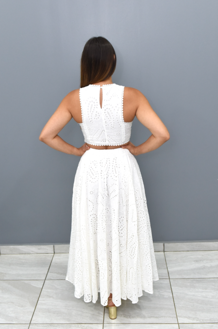 White Eyelet Set, Cotton, Small, Medium & Large