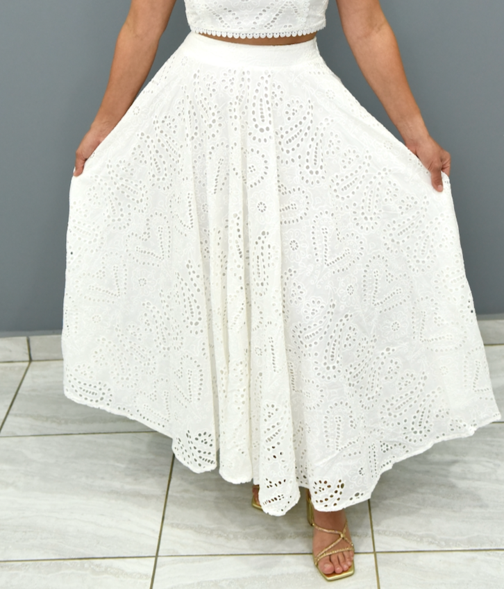White Eyelet Set, Cotton, Small, Medium & Large