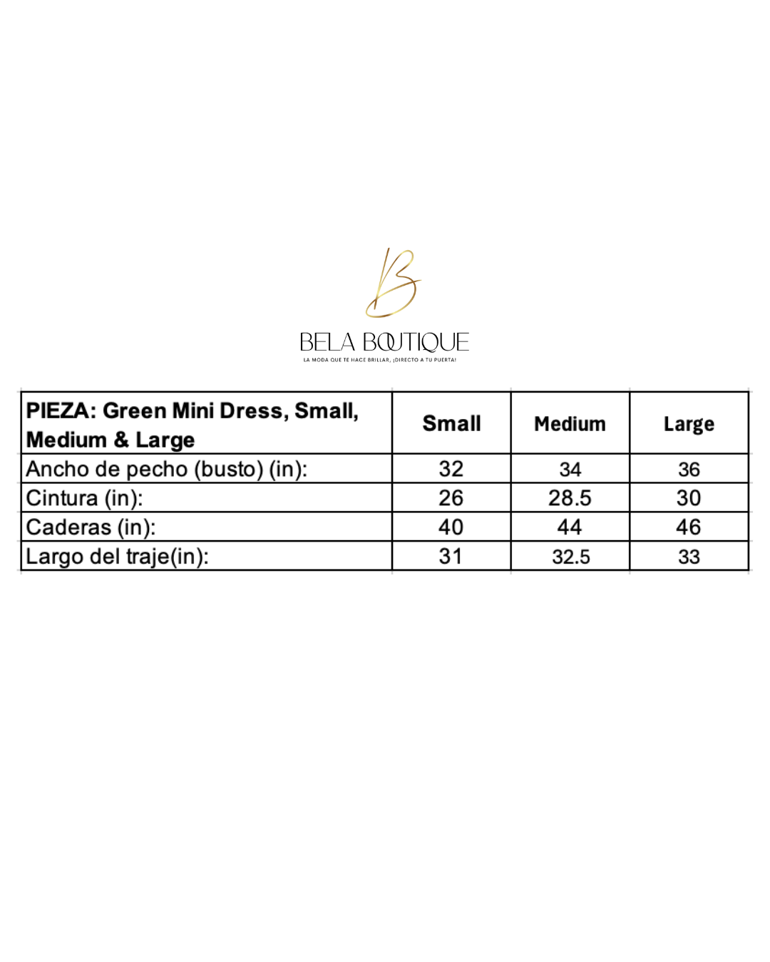 Green Mini Dress, Small, Medium & Large