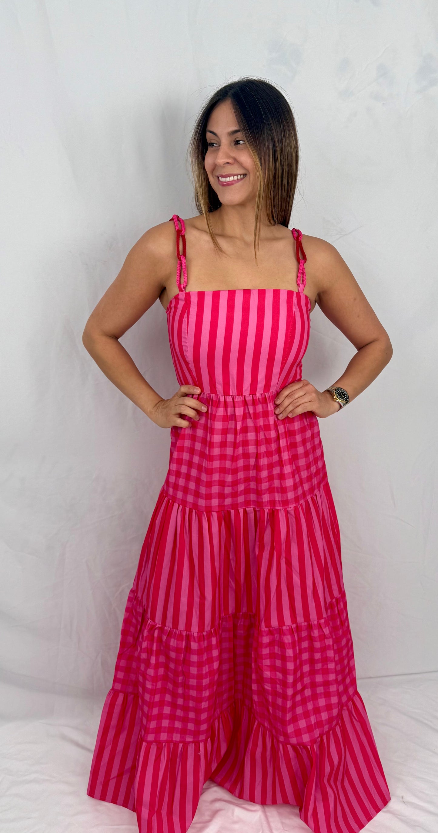 Renacer: Pink & Fuchsia, Polyester Dress