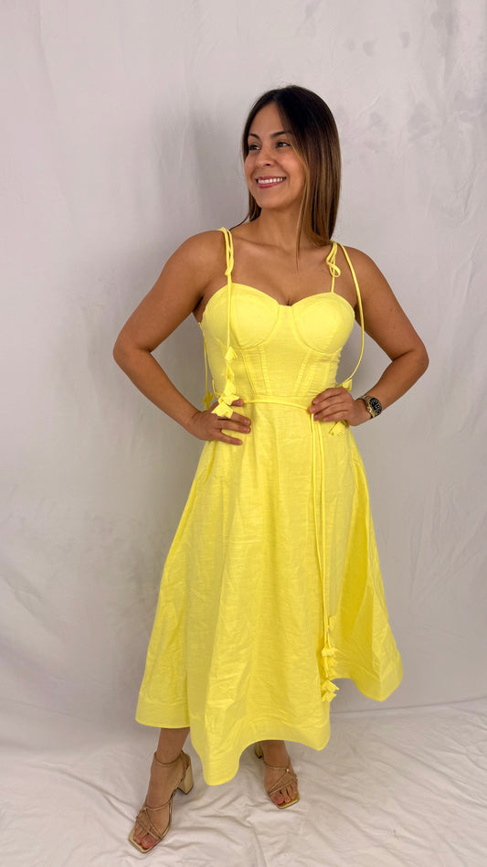 Renacer: Yellow, Cotton & Lynen Dress