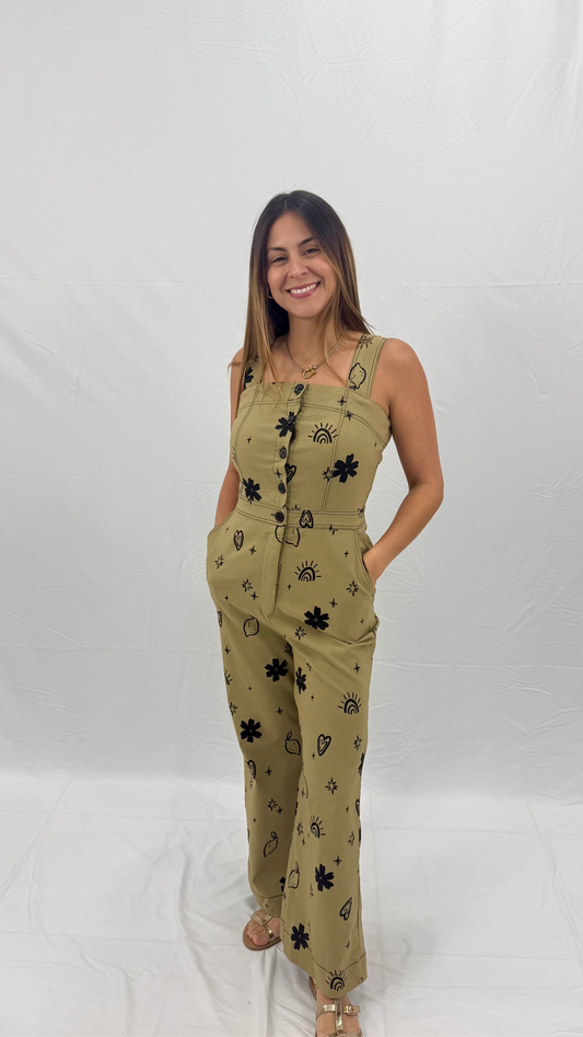 Sand Beige Cotton Jumpsuit Small, Medium and Large