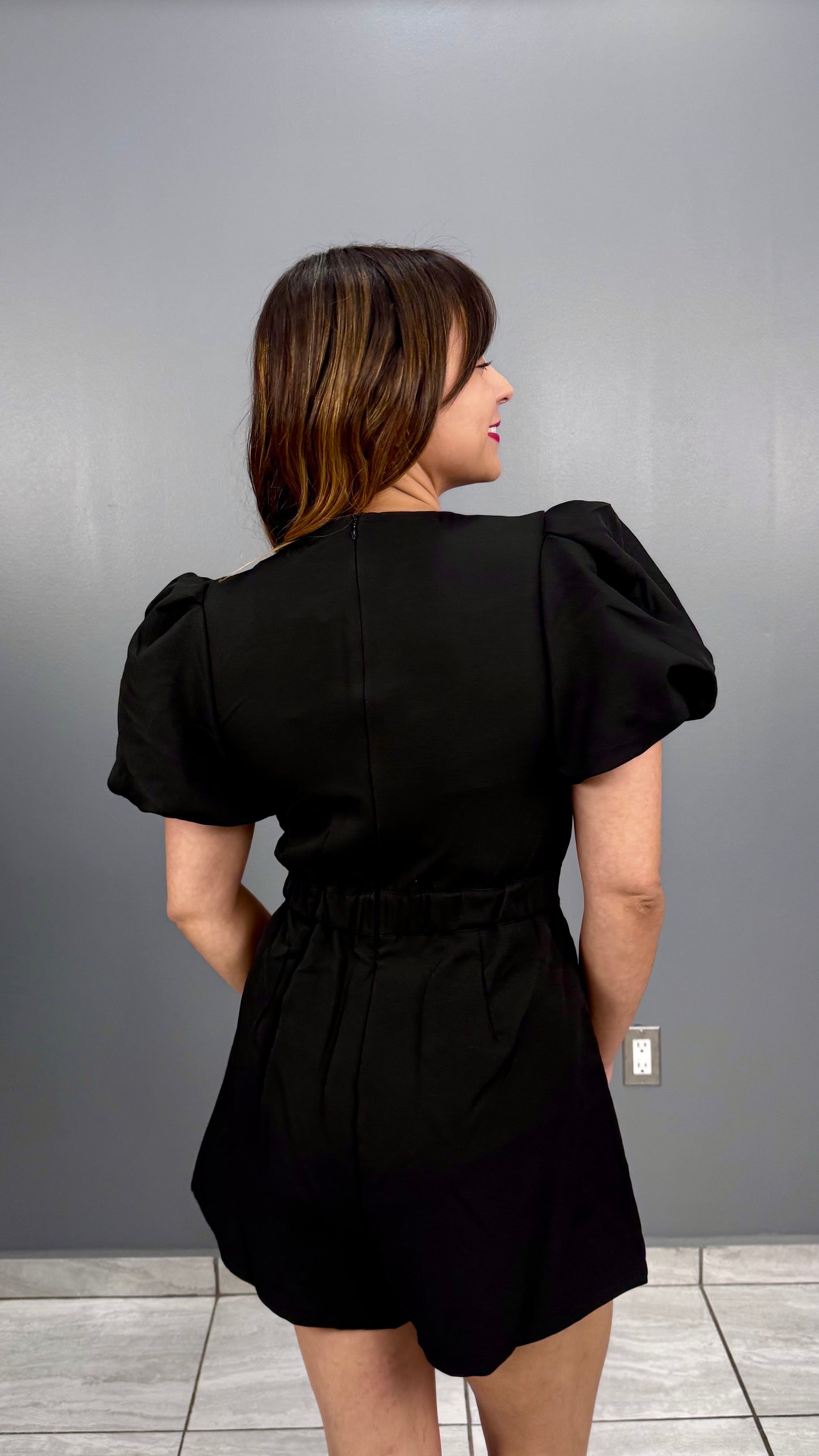 Black Romper & Silver Bow, Small, Medium & Large