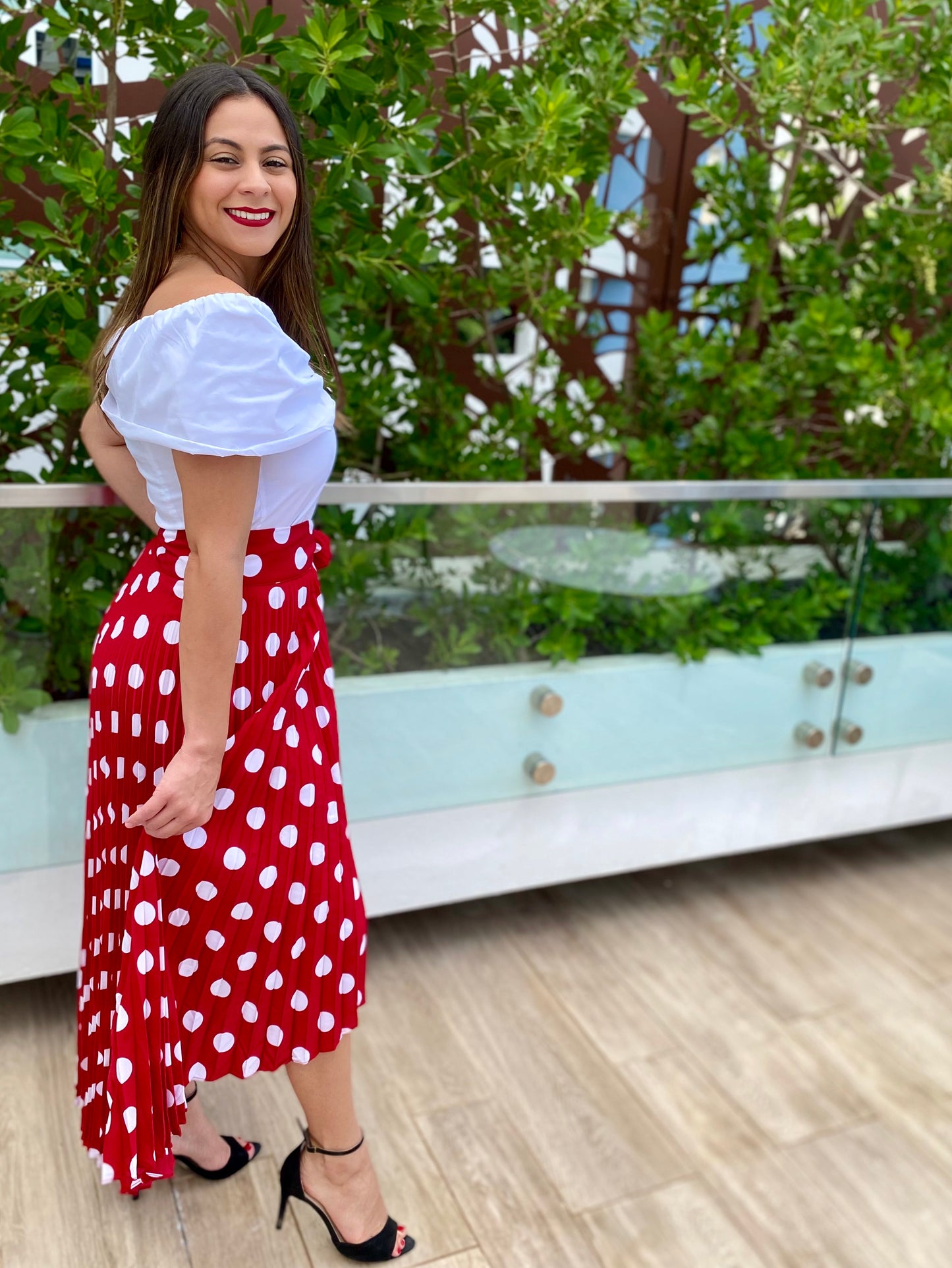 Women Skirt, Red Polka Dots, Small to Large